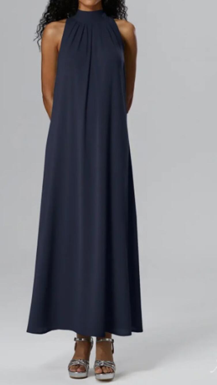 AW BRIDAL 6 S dark navy blue chiffon Bernie bridesmaid party maxi dress NEW b39